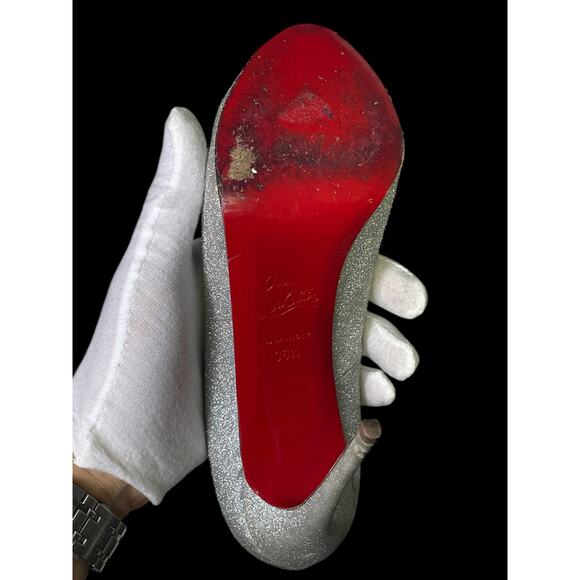 Christian Louboutin Glitter D'Orsay Peep Toes Pumps Size 36.5EU 6.5W Box & COA - Picture 6 of 16